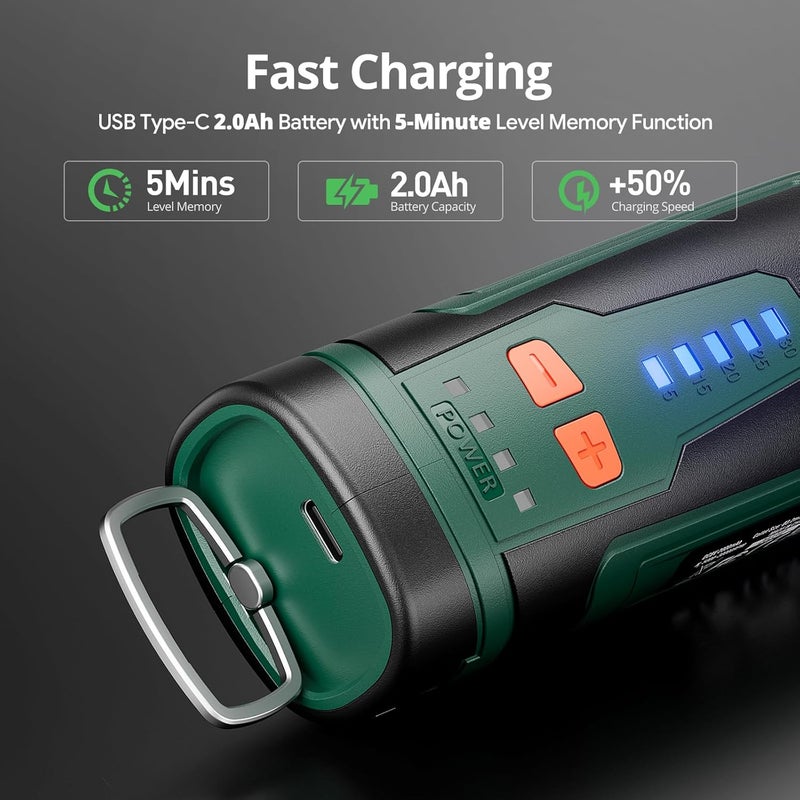DEPSTECH Cordless Rotary Tool Kit, 8V 2.0Ah Rechargeable Battery, 30000RPM 5-Speed Multi Power Carving Tools, 127Pcs Accessories, Shield Attachment, Cutting/Drilling Guide for Handmade/DIY Creations - Image 3